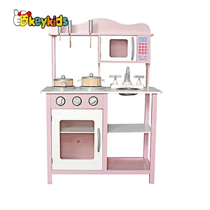 New updated pretend play wooden pink kitchen toy for girls W10C404D
