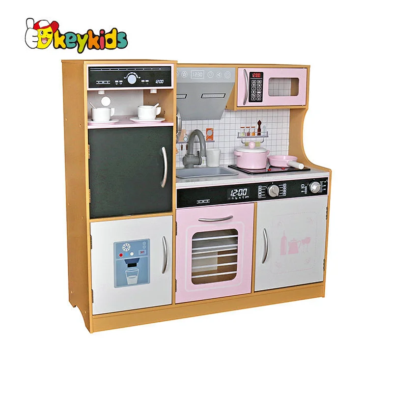 New design simulation real cooking toy wooden kitchen play set for kids W10C718D