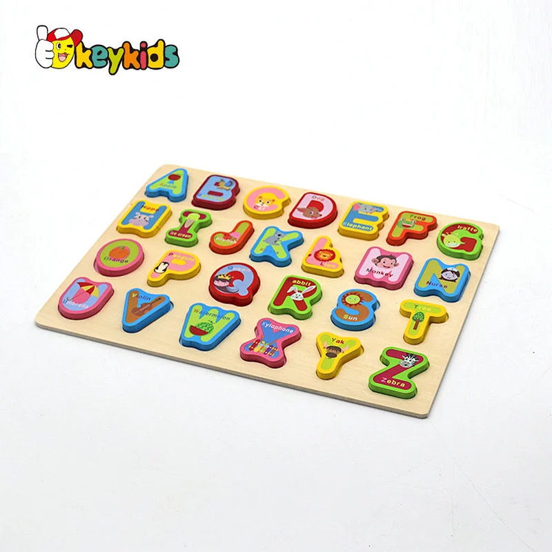 Customize educational sorting wooden alphabet matching puzzle for children W14B155