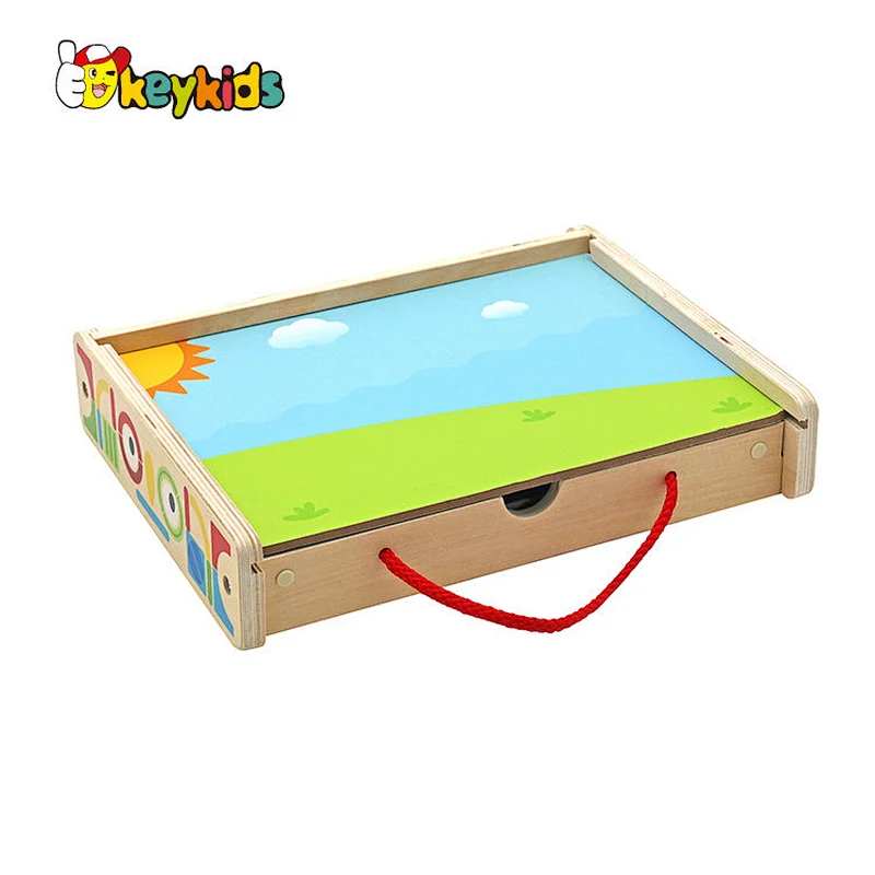 Popular kids educational wooden jigsaw puzzle board with box W14D276