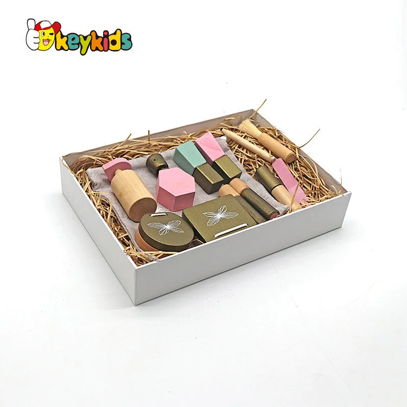 New hottest girls pretend play wooden doll makeup kit with bag W10D541