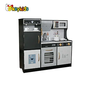 Pretend play cooking toy set big wooden kitchen toys with refrigerator W10C718B