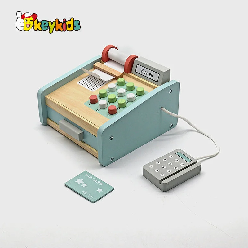 Simulation pretend play cash calculator toys supermarket wooden toy cash registers for kids W10A158