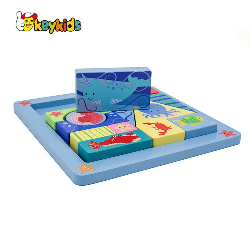 2022 Customize educational learning wooden block puzzle game for children W14A238