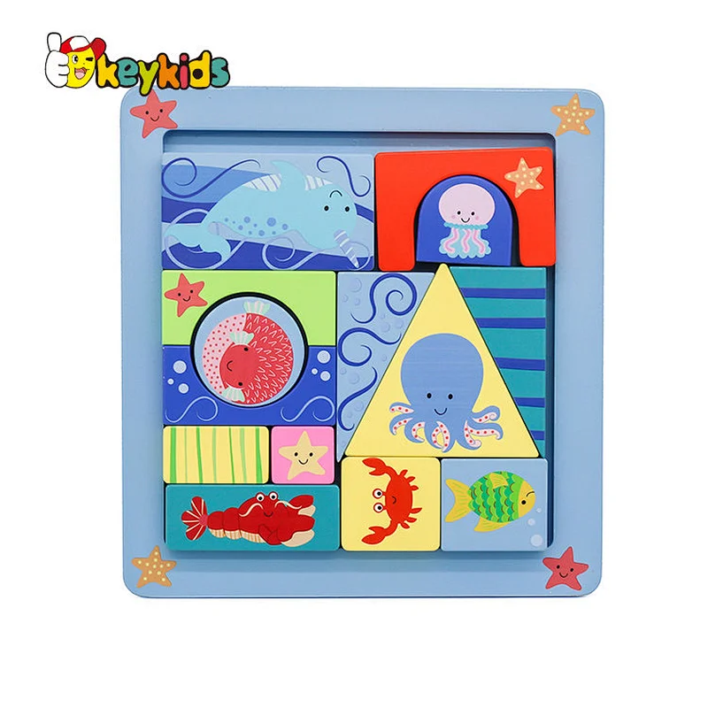 2022 Customize educational learning wooden block puzzle game for children W14A238