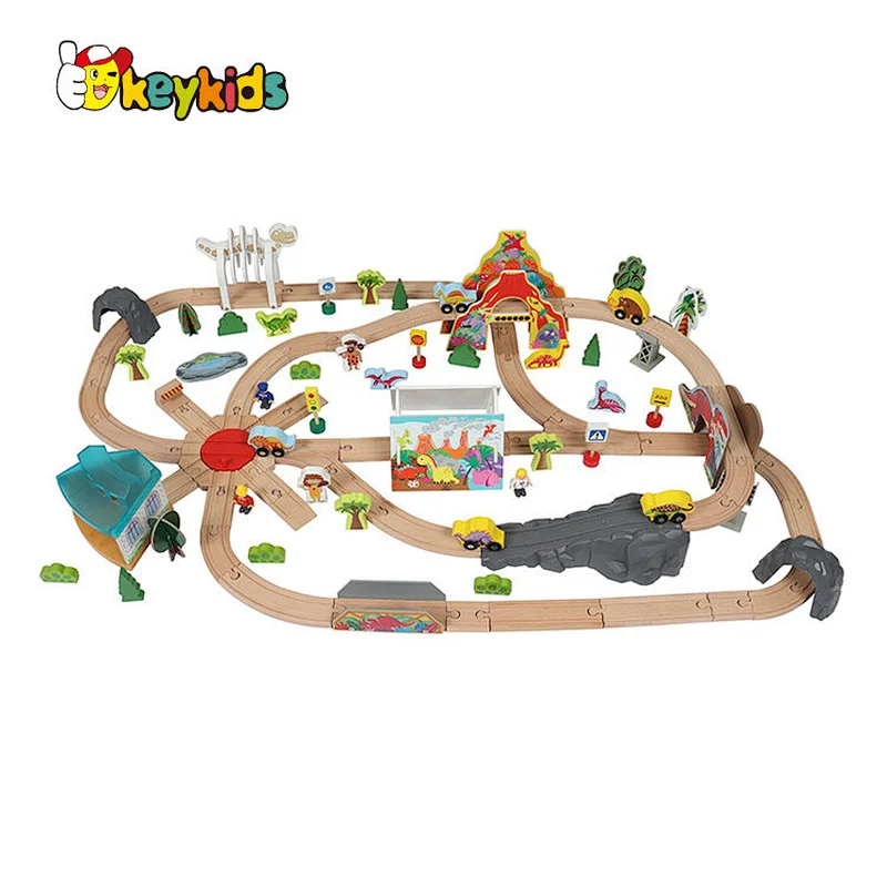Customize natural wooden railway table for kids W04C233