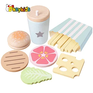 Customize early educational wooden burger fries set toy for kids W10D500