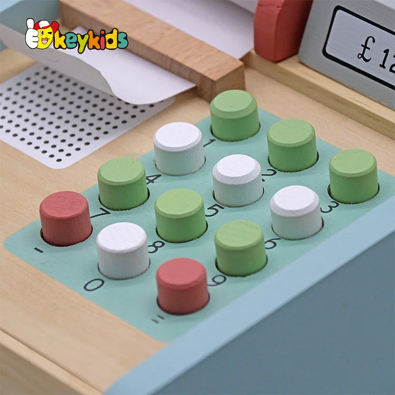 Simulation pretend play cash calculator toys supermarket wooden toy cash registers for kids W10A158