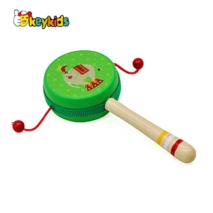high quality hand painted double-sided wooden musical toy hand drum for toddlers W07G020