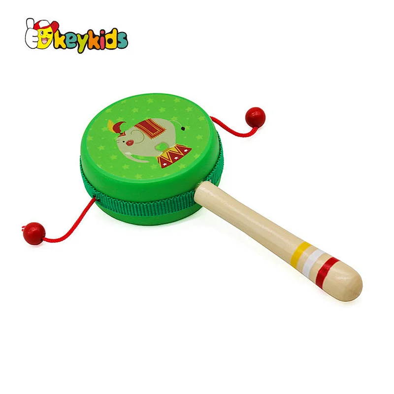 high quality hand painted double-sided wooden musical toy hand drum for toddlers W07G020