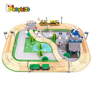 2022 Customize 108pcs rails wooden train track toy for kids W04C231