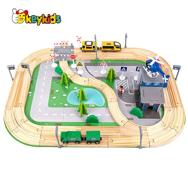 2022 Customize 108pcs rails wooden train track toy for kids W04C231