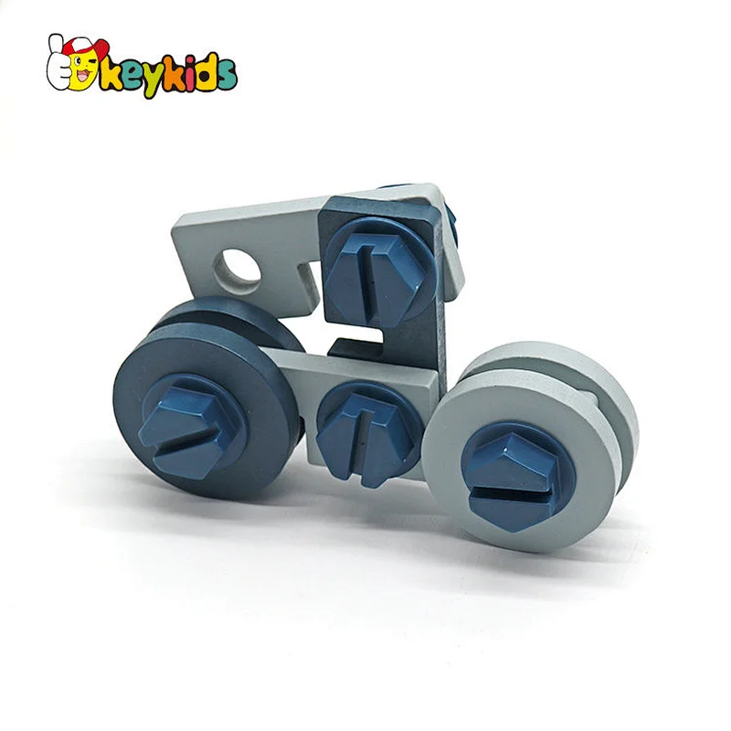 Customize educational assembly wooden toy screw nut set for kids W03C049
