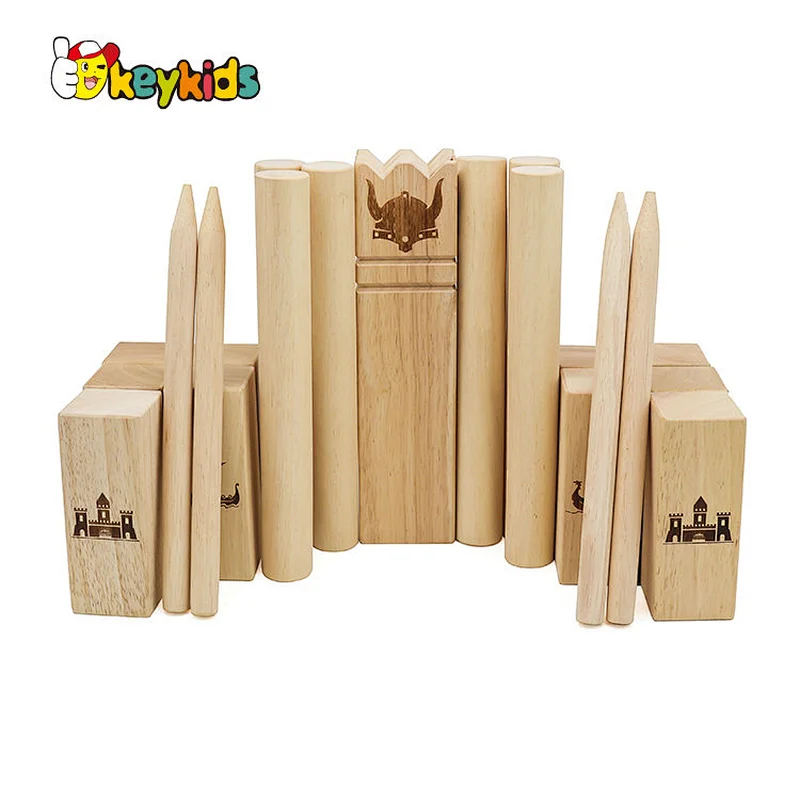 wholesale rubber wood kubb game set wooden kubb lawn game for adults W01D055