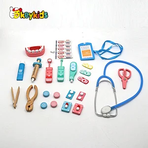 Wooden educational doctor medical pretend wooden dentist play set for kids W10D544