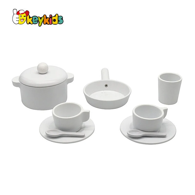 Pretend play cooking toy set big wooden kitchen toys with refrigerator W10C718B