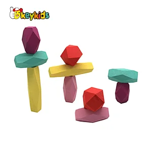 Montessori Educational Building Block Toys Wooden Colored Stacking Stones for Kids W13E238