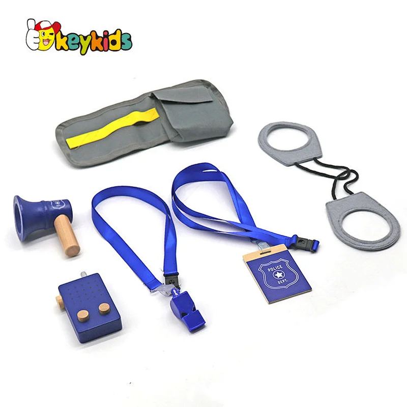New hottest pretend play set wooden police toy set for kids W10D538