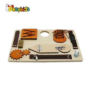 Handmade Montessori education wooden buckle up toys busy board for kids W12D400