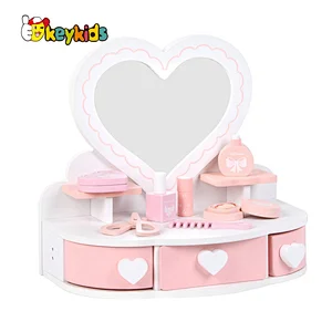 Customize kids role play pink wooden mini makeup toys for dolls W10D506