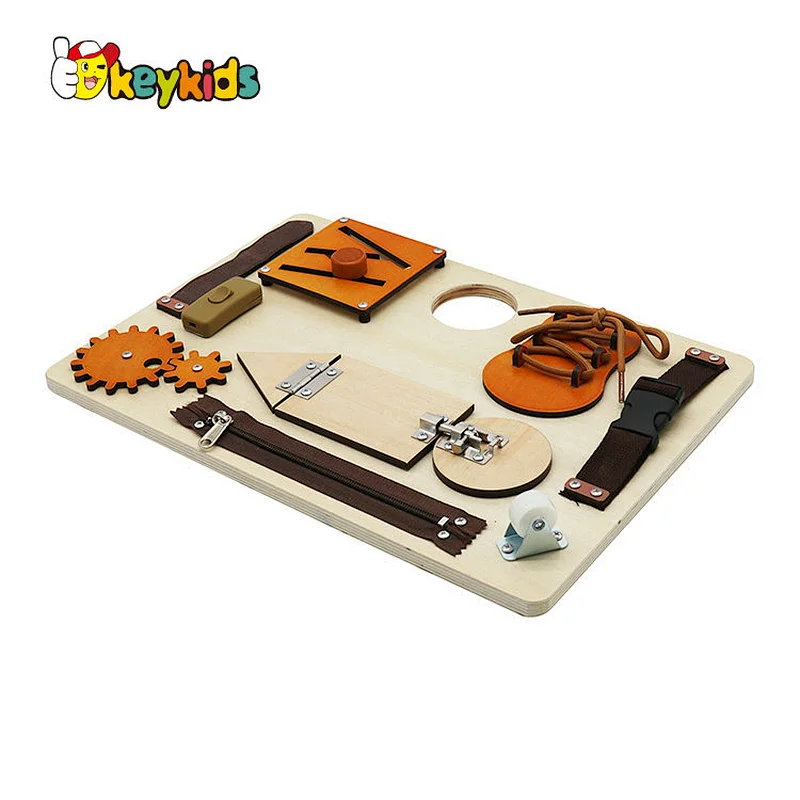 Handmade Montessori education wooden buckle up toys busy board for kids W12D400