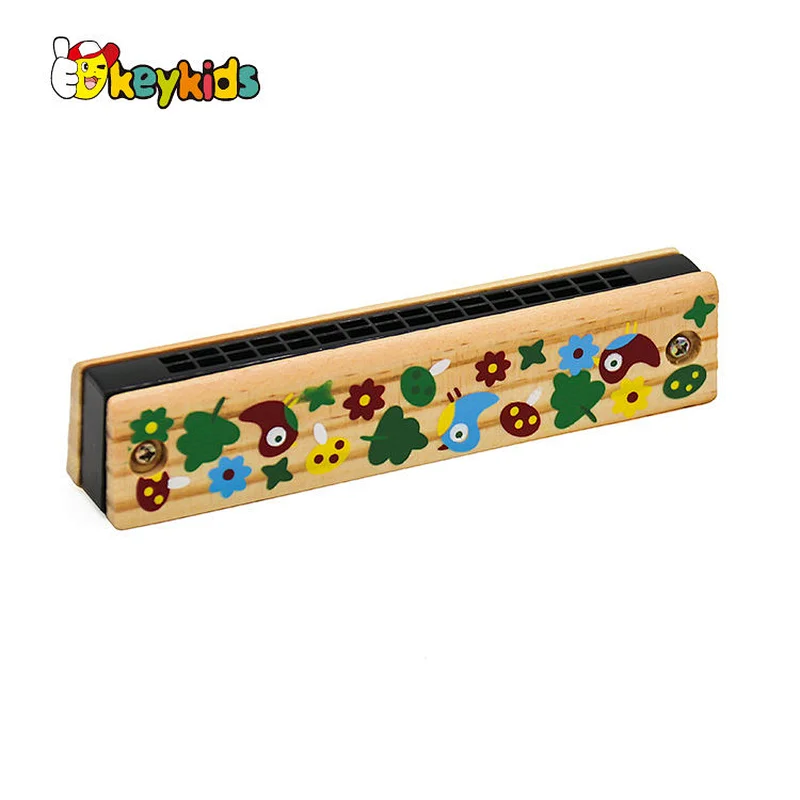 2022 wholesale musical instruments wooden toy harmonica for children W07E018