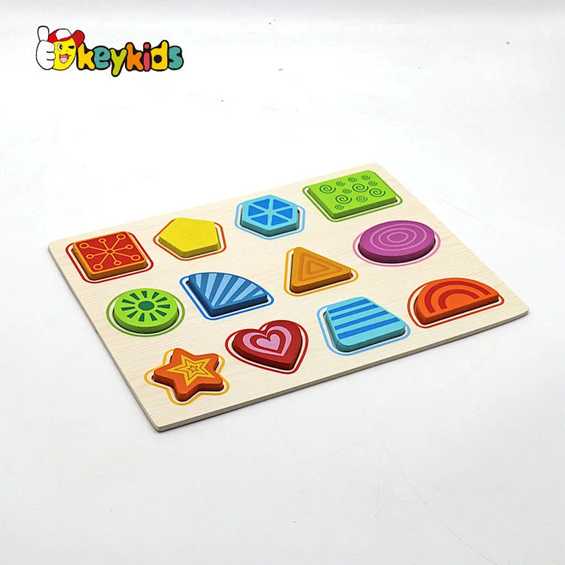 Customize preschool educational wooden geometry puzzle for children W14B154