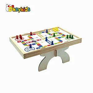 2 in 1 Indoor mini soccer table wooden football table game and chess board for kids W01A471