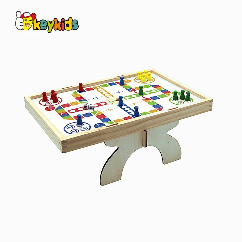 2 in 1 Indoor mini soccer table wooden football table game and chess board for kids W01A471