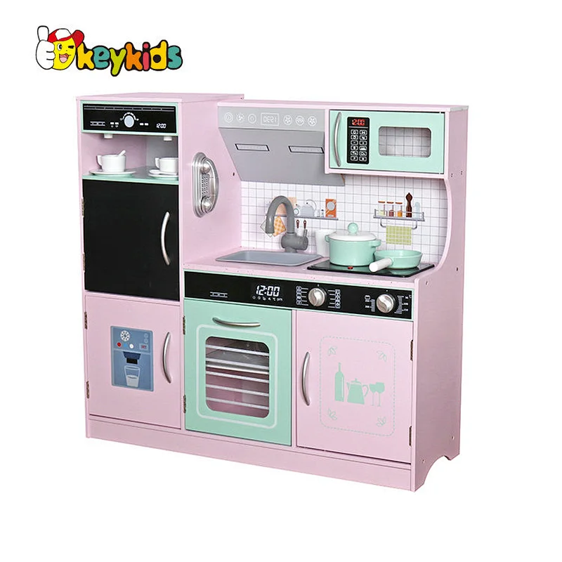 New design cooking toy set wooden play kitchen set with coffee maker W10C718C