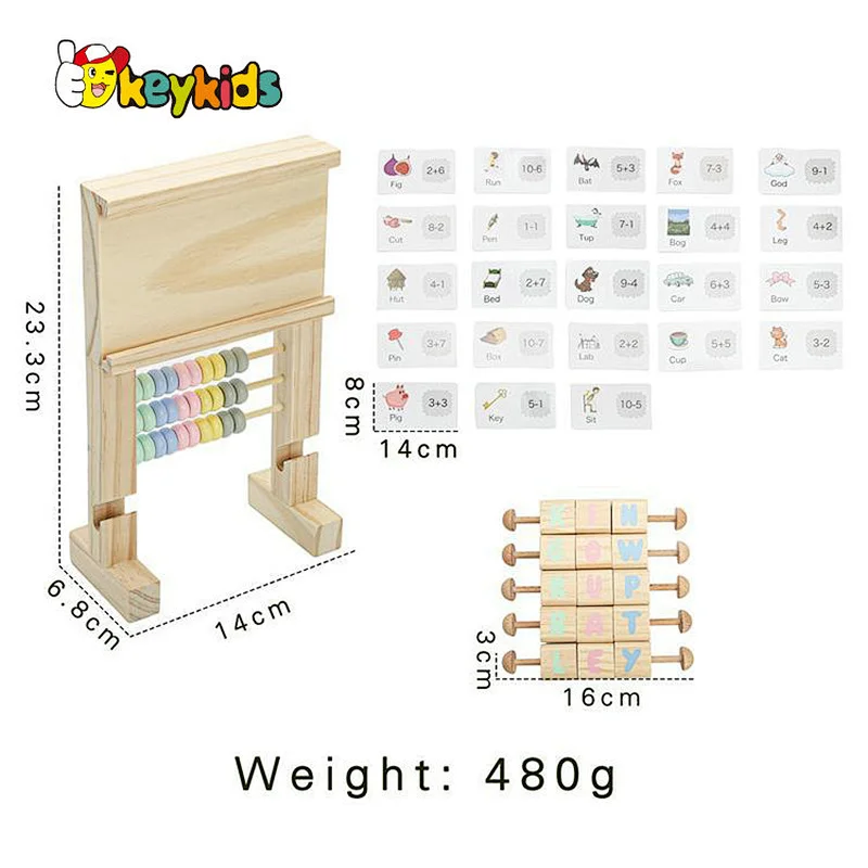 Customize Kids Wooden Abacus Counting with Cards Addition and Subtraction Math W12F180