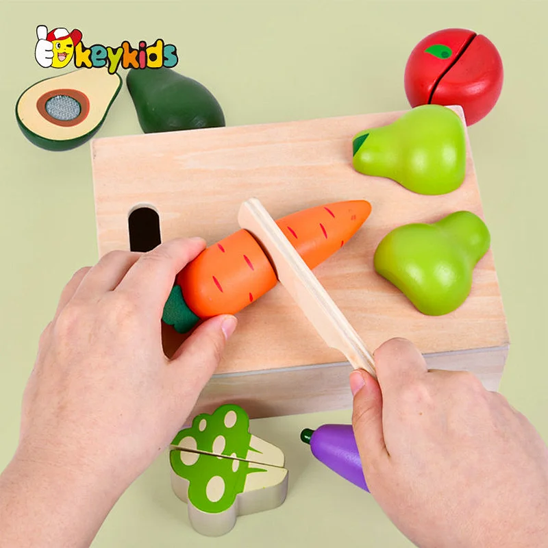 New arrivals role play simulation wooden cutting toys fruits and vegetables for kids W10B458