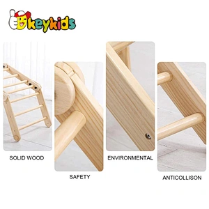 Professional factory toddlers climbing ladder wooden play centre with ramp W01F062