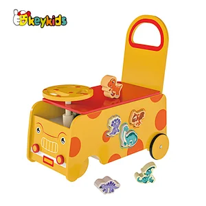 New Educational Wooden Cartoon Animal Push Along Walker Toy For Baby W16E209