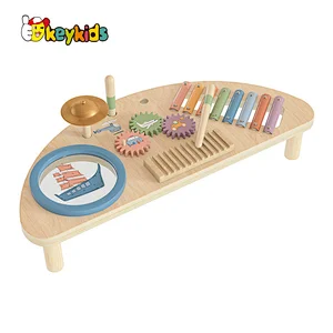 New arrived multifunctional activity center wooden musical workbench toy for baby W07A213