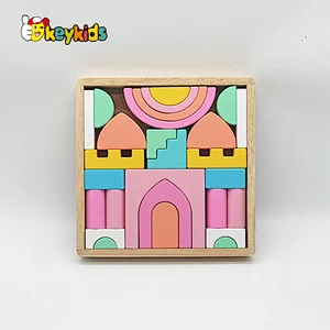 Custom educational colored stacking wooden blocks for crafts W13A289