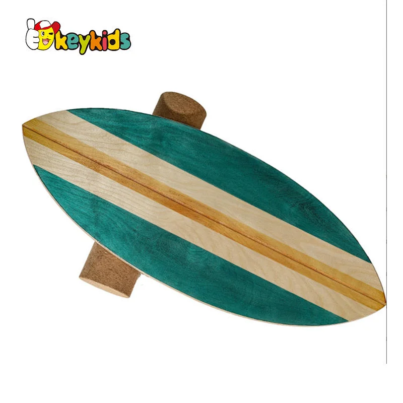 Skateboard training wooden balance board surf with cork roller W01F084