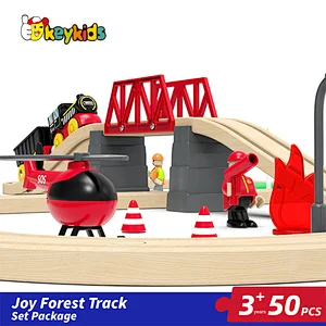 Educational classic railway toys 50 pcs wooden train tracks for kids W04C241