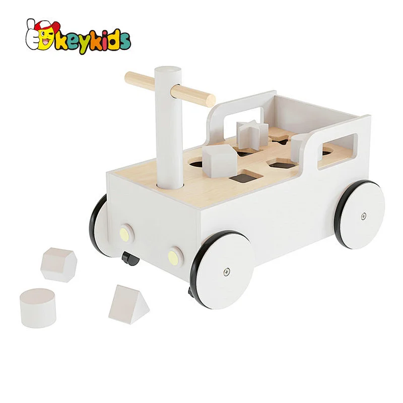 Wholesale Educational Shape Sorting Wooden Baby Walker With Blocks W16E208