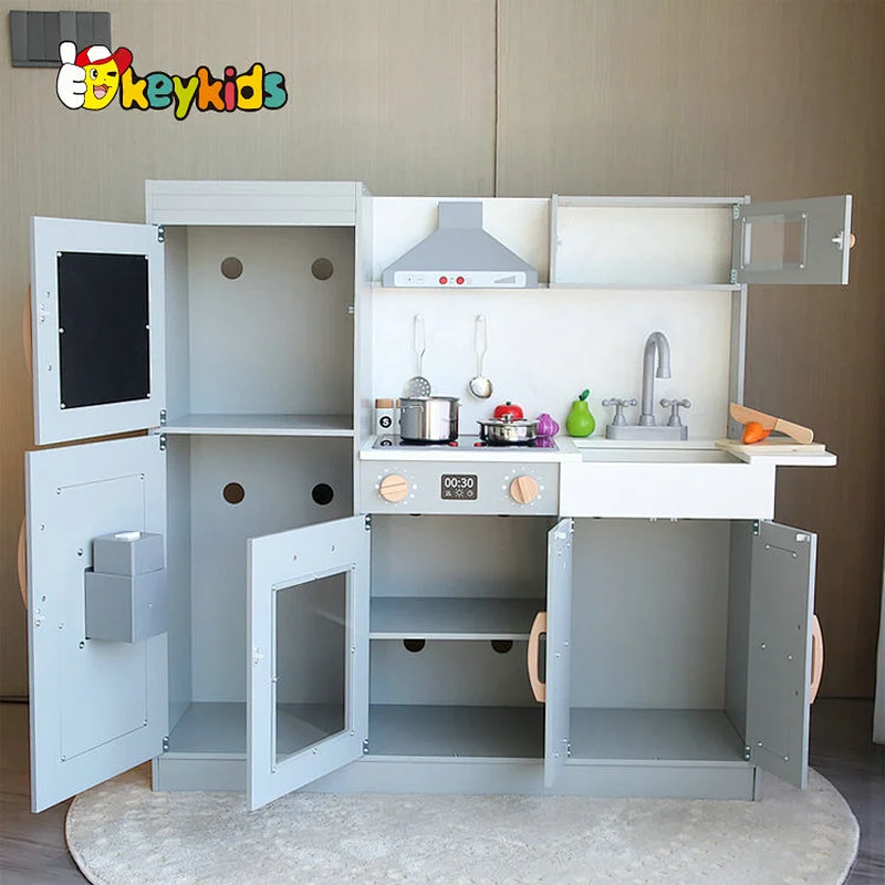 wholesale cheap children wooden play kitchen with ice maker W10C859