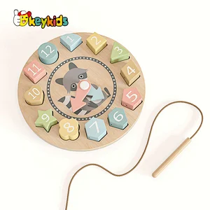 Popular Kids Educational Shape Matching Game Wooden Cartoon Owl Clock Puzzle W14K067B