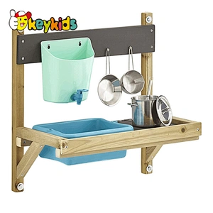 Children outdoor play wooden mud kitchen with working tap W10C781