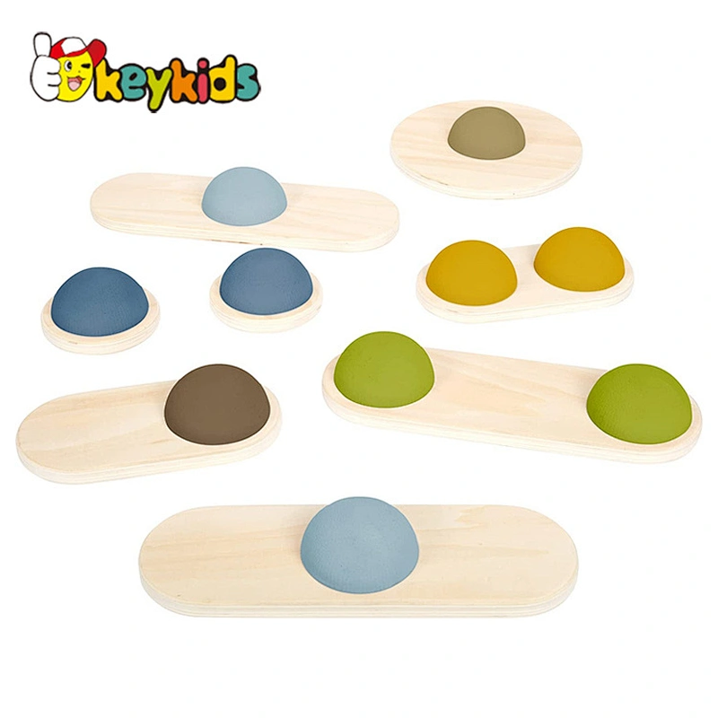 Multi colour nursery motor skills toy wooden balancing stepping stones for children W01F068