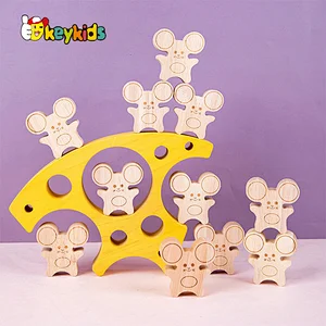 Montessori Balancing Game Mouse and Cheese Wooden Stacking Blocks For Kids W13D404