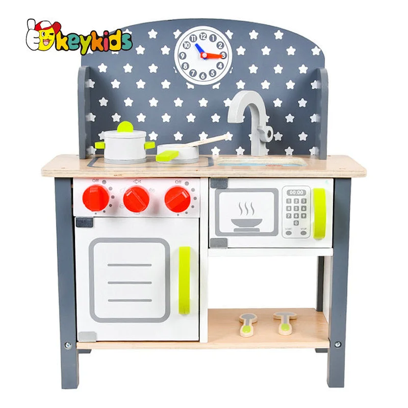 Simulation role playing cooking wooden toy kitchen set for kids W10C755