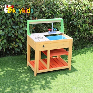 Cheap durable outdoor wooden mud kitchen play set with sink W10C774