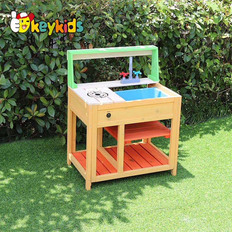 Cheap durable outdoor wooden mud kitchen play set with sink W10C774