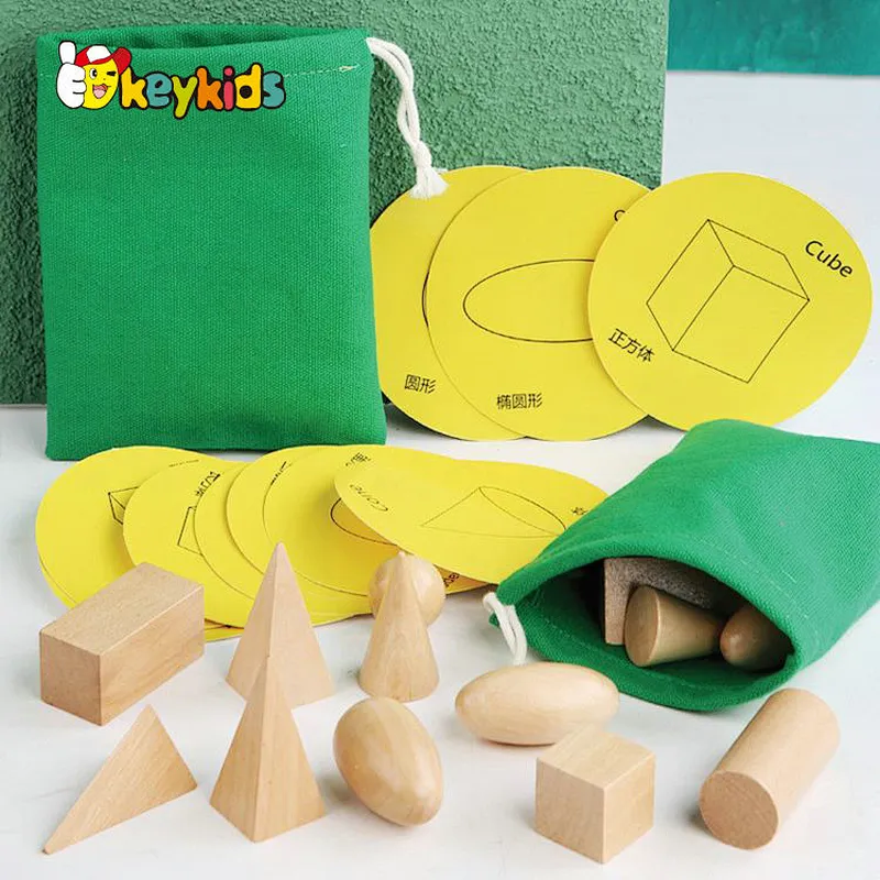 Customize montessori shapes wooden geometric block set for kids W13E243