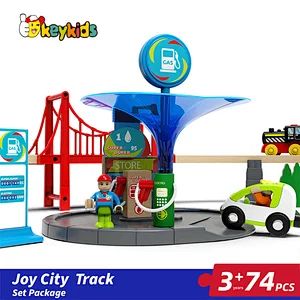 74 PCS assembly slot wooden train track toy for kids W04C244