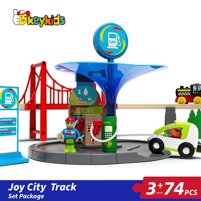 74 PCS assembly slot wooden train track toy for kids W04C244